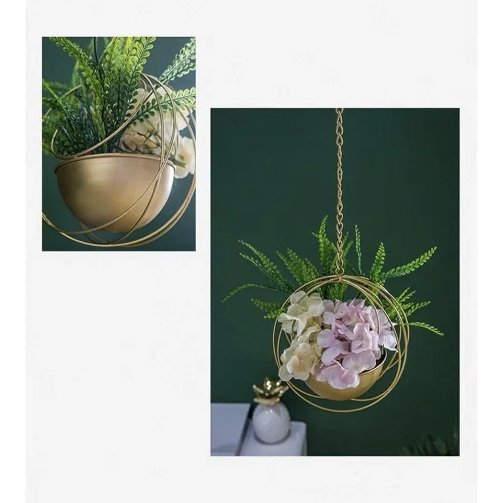 Boho Gold Metal Plant Hanger,Metal Geometric Hanging Planter, Modern Planter